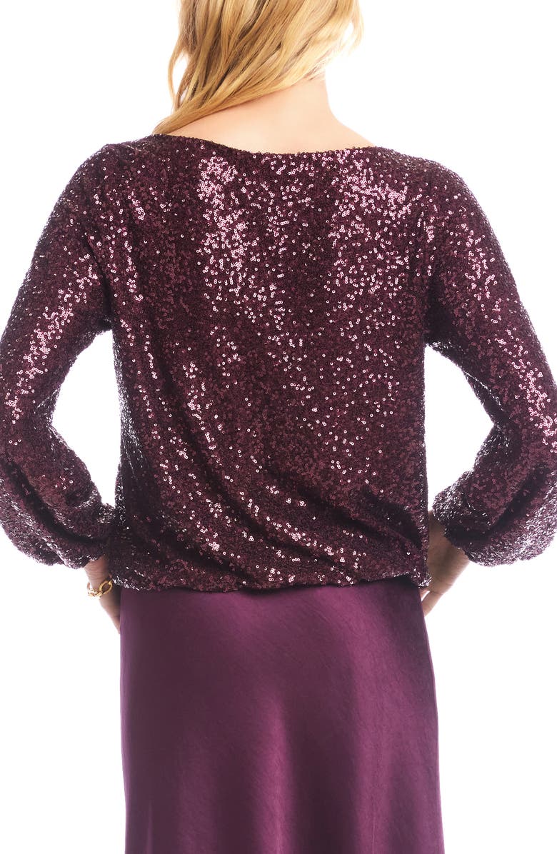 Karen Kane Sequin Boat Neck Top, Alternate, color, Eggplant