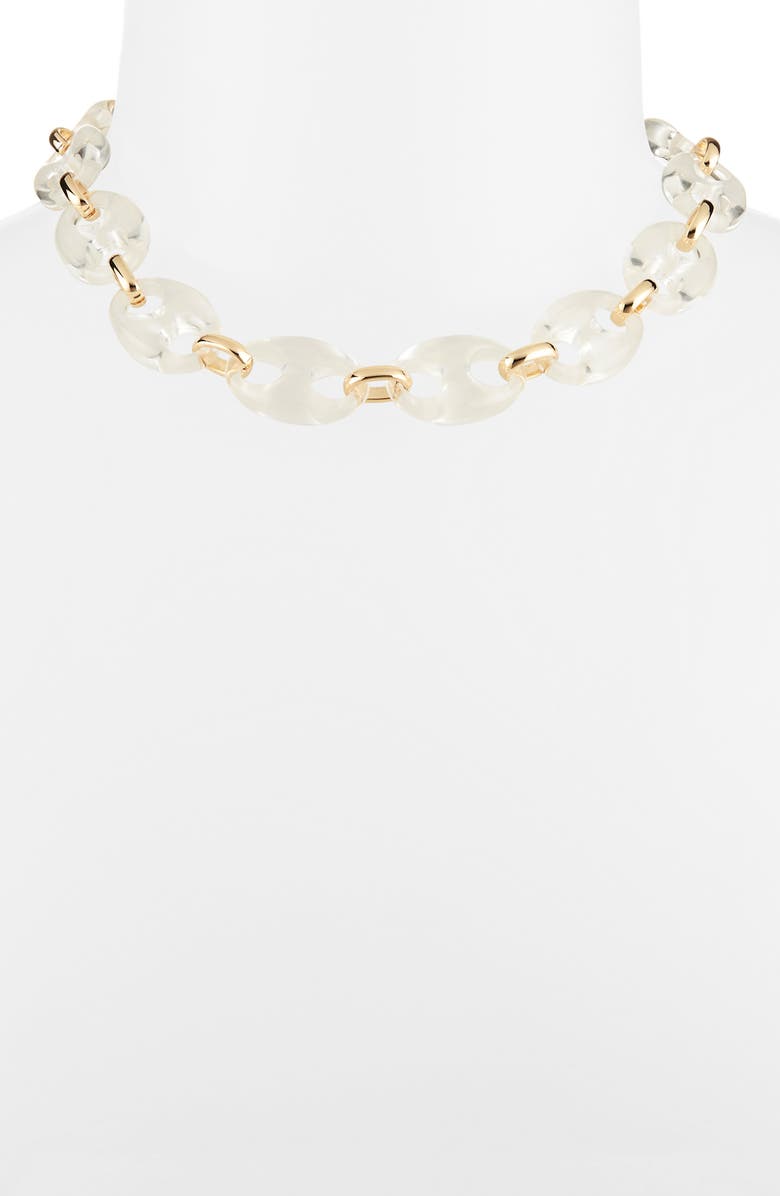 Nordstrom Resin Mariner Link Necklace, Alternate, color, Clear- Gold