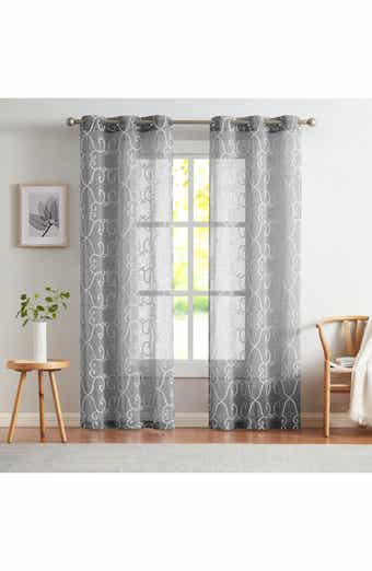 DAINTY HOME Set of 2 Embroidered Sheer Curtain Panels