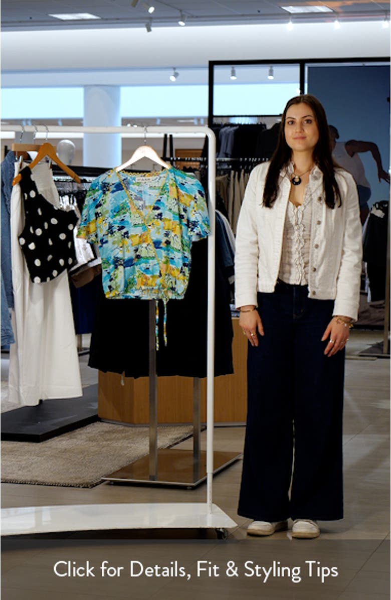 Allover Print Faux Wrap Shirt, sales video thumbnail