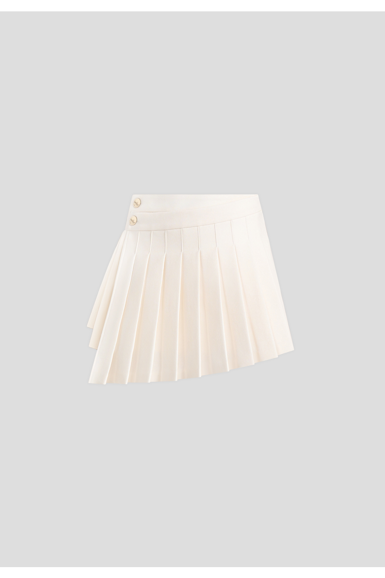 Joelle Asymmetric Pleated Mini Skirt, Alternate, color, Off White