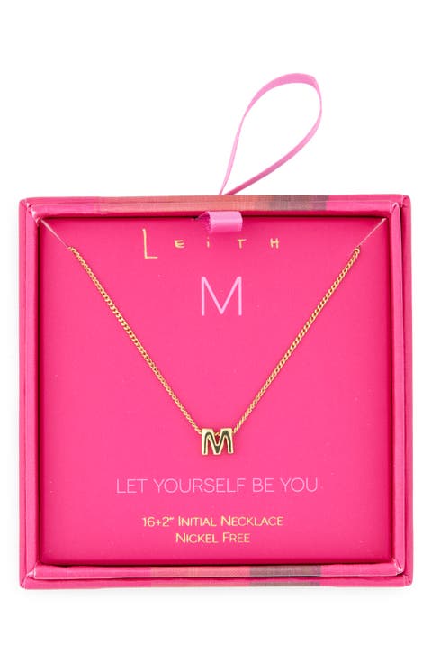Let Yourself Be You Bubble Initial Pendant Necklace