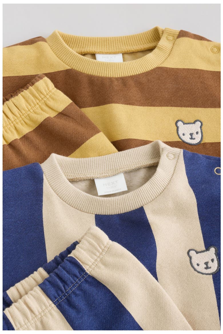 4-Pack Sweatshirt & Shorts Sets, Alternate, color, BLUE/ RUST STRIPE