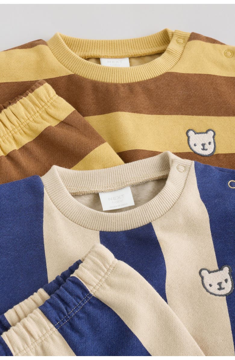 NEXT 4-Pack Sweatshirt & Shorts Sets, Alternate, color, Blue/ Rust Stripe