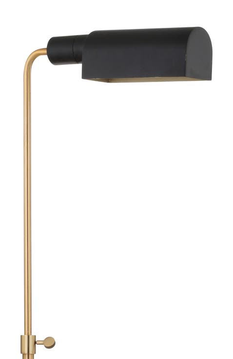 Iva 56.5" Adjustable Brass Library LED Floor Lamp, Brass Gold/Carrara Marble