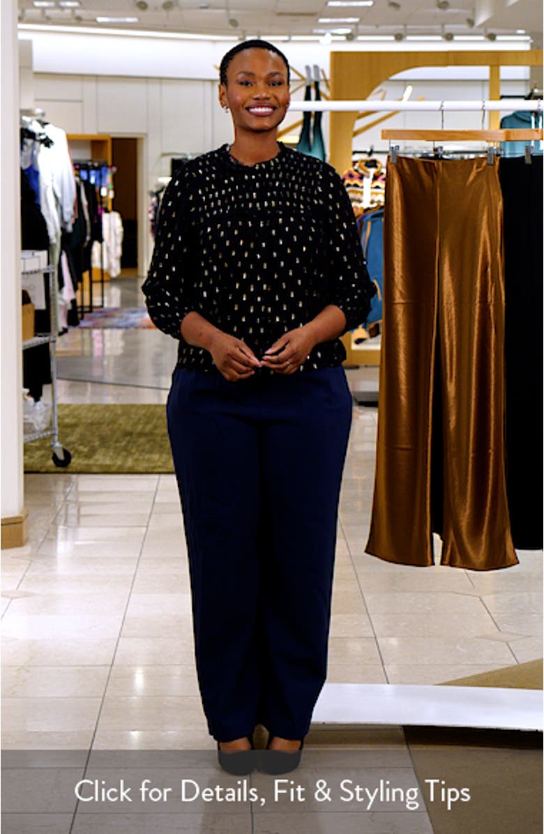 Smocked High Neck Long-Sleeve Top, sales video thumbnail