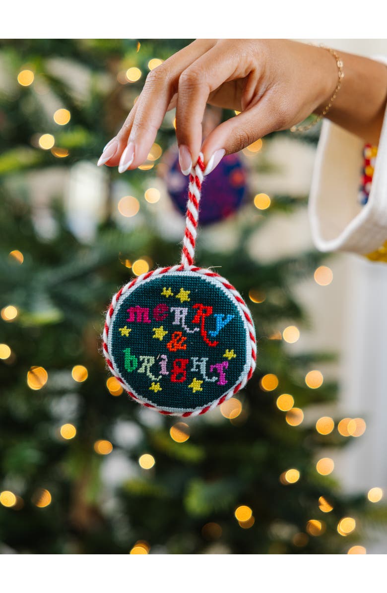 Furbish Needlepoint Ornament - Merry
Bright, Alternate, color, Blue-Green