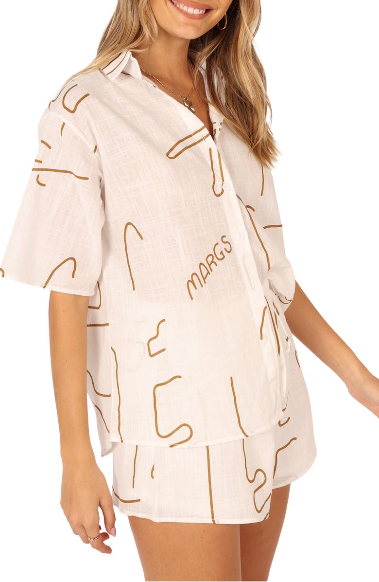 Petal & Pup Sunset Cotton Button-Up Shirt & Shorts Set, Alternate, color, 