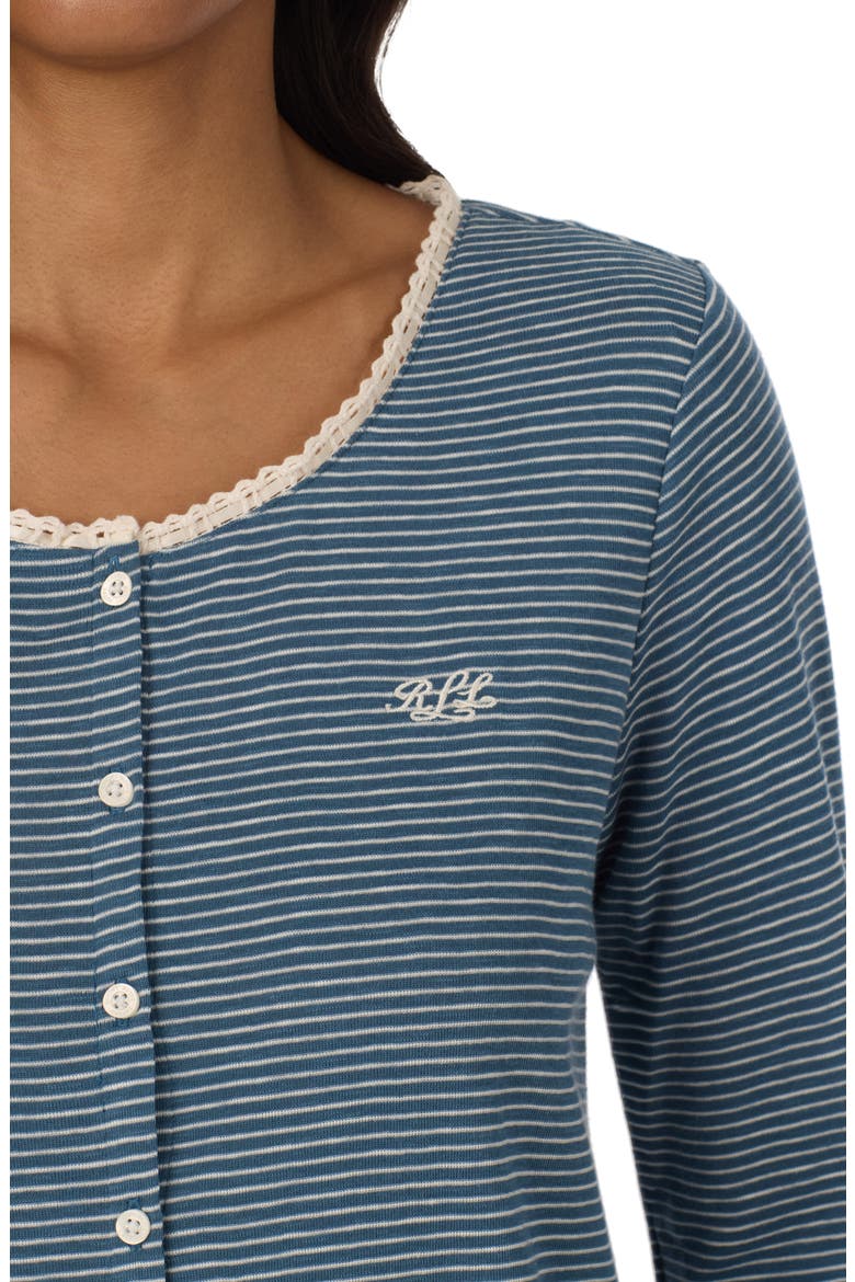 Striped Long Sleeve Pajamas, Alternate, color, DKBL/ STP