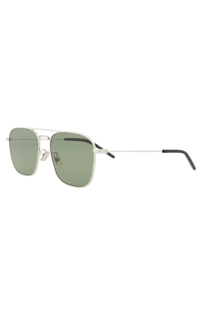 Saint Laurent 56mm Best Aviator Sunglasses, Alternate, color, Silver Silver Green