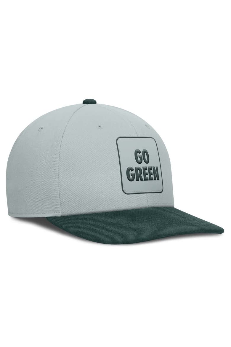 Men's Nike Gray/Green Michigan State Spartans 2025 Sideline Campus Pro Local Snapback Hat, Alternate, color, Gray