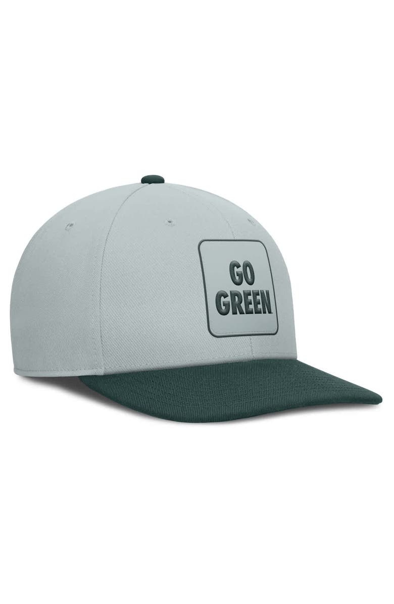 Nike Men's Nike Gray/Green Michigan State Spartans 2025 Sideline Campus Pro Local Snapback Hat, Alternate, color, Gray