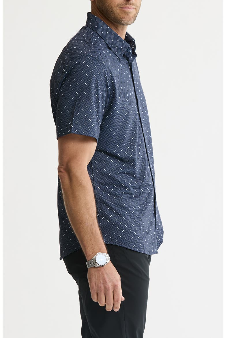 Performance Tech Button-Up Shirt, Alternate, color, NAVY GEO