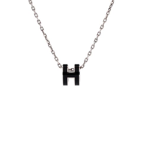Pop H Pendant Chain Necklace Metal and Enamel Mini