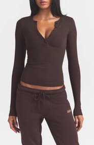 SKIMS Cotton Rib Scoop Neck Henley