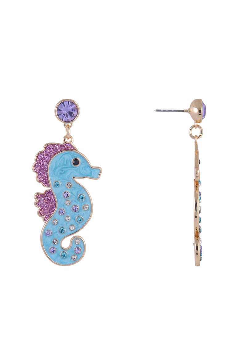 Blue Seahorse Earrings, Alternate, color, Blue