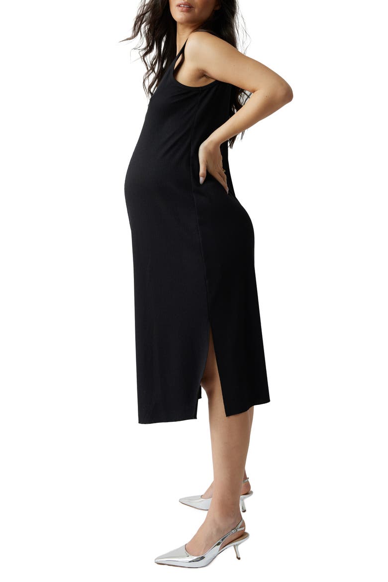Ingrid & Isabel® Everywhere Midi Column Maternity Dress, Alternate, color, BLACK