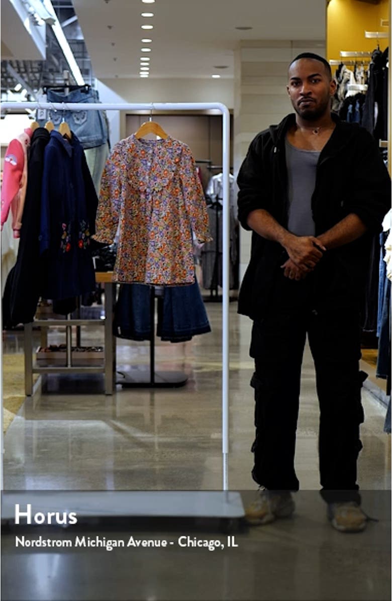 Kids' Norah Floral Long Sleeve Cotton Corduroy Dress, sales video thumbnail