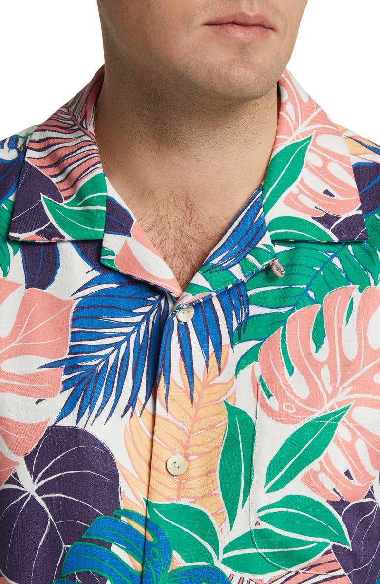 Tommy Bahama Garden Grove Print Silk Blend Short Sleeve Button-Up Shirt, Alternate, color, 