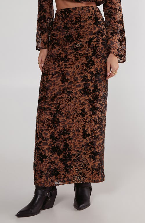 Nasty Gal Leopard Print Floral Devoré Maxi Skirt In Tan