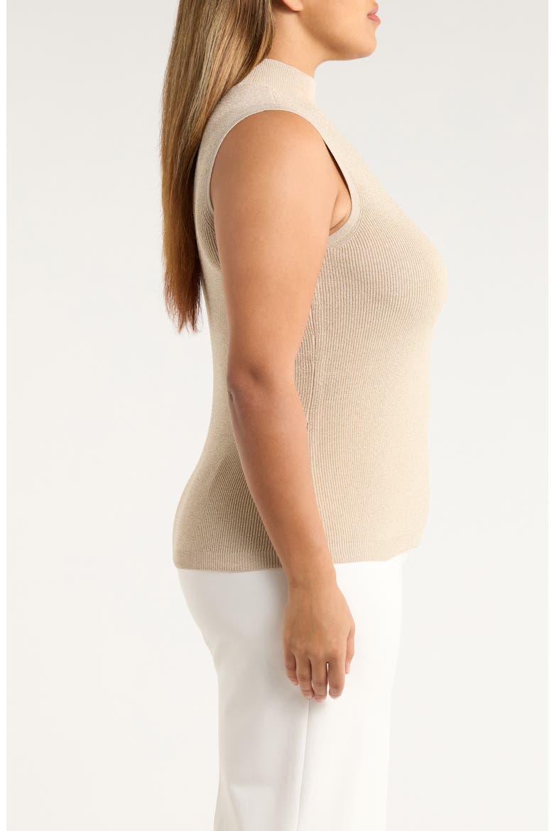 Metallic Mock Neck Sleeveless Sweater, Alternate, color, CHAMPAGNE