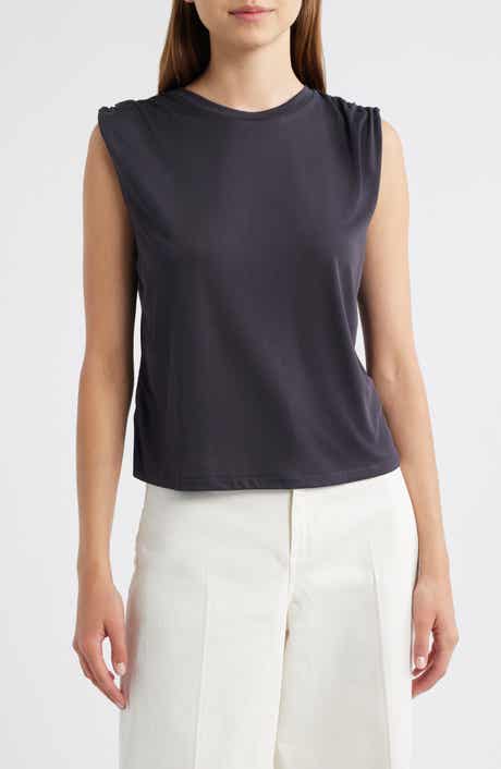 MANGO Kiwi Gathered Shoulder Sleeveless T-Shirt