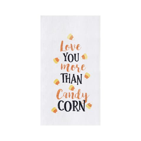 Love You More Than Candy Corn Cotton Embroidered Halloween Flour Sack Kitchen Towel