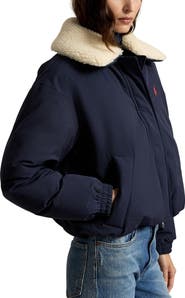 Polo Ralph Lauren Matte Down Jacket with Faux Shearling Collar