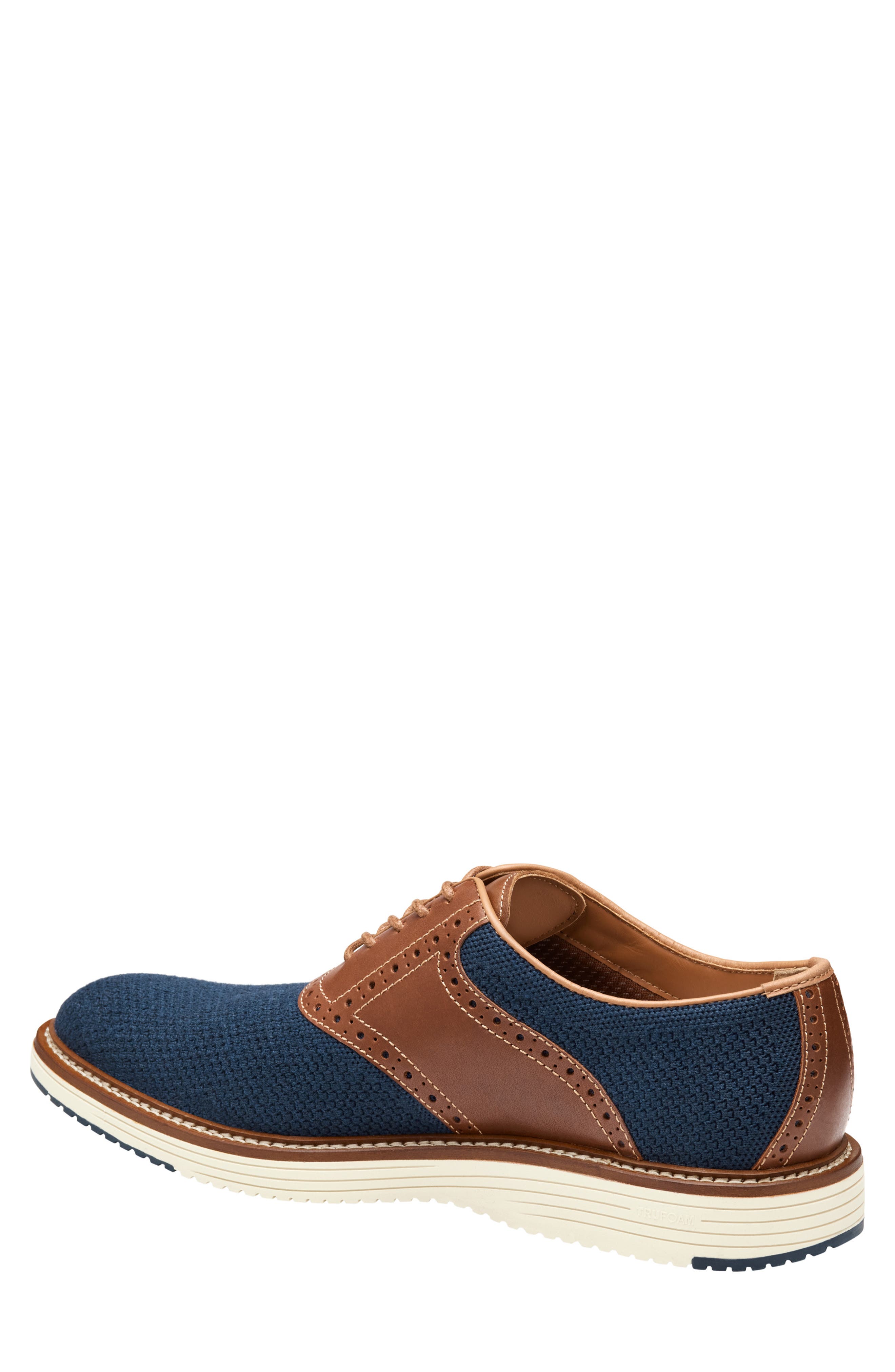 Upton Knit Saddle Shoe, Alternate, color, NAVY KNIT/ TAN FULL GRAIN
