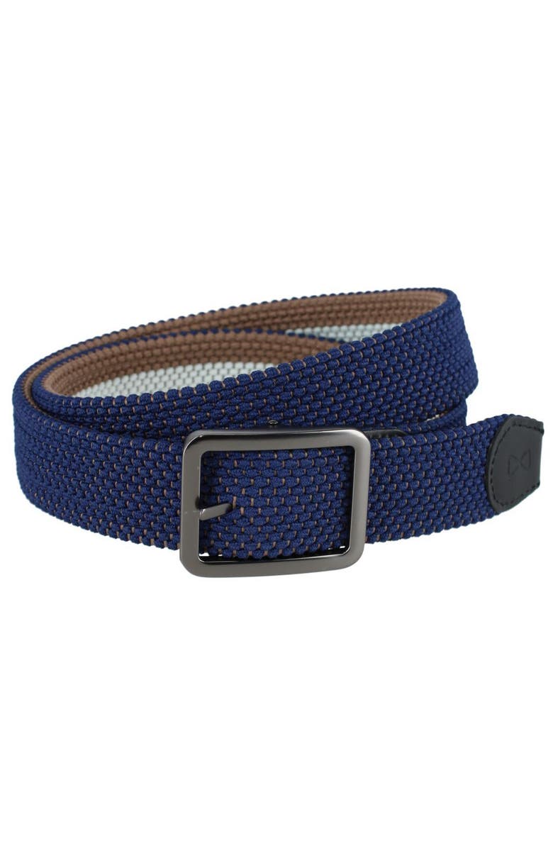 Trafalgar Big and Tall Matias 35MM Blue and Kahki Stripe Reversible Braided Casual Golf Belt, Alternate, color, Blue And Khaki Stripes