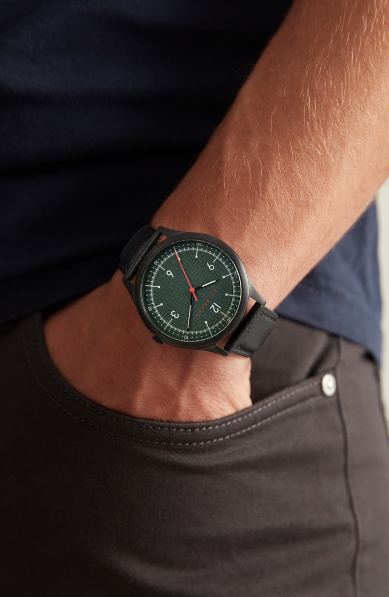 Ted Baker London Manhattan Leather Strap Watch, 40mm, Alternate, color, 