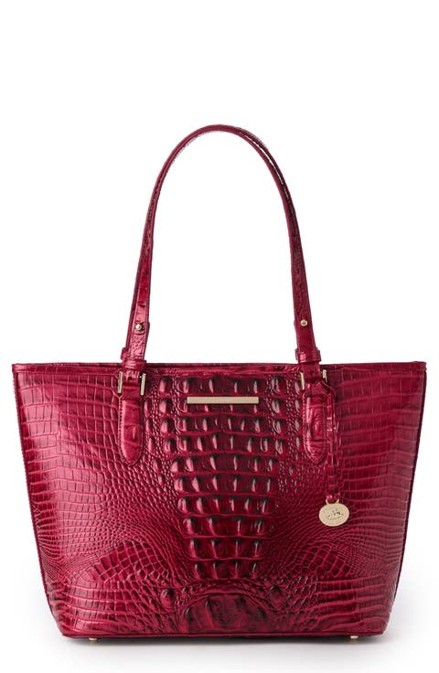 Medium Asher Croc Embossed Leather Tote