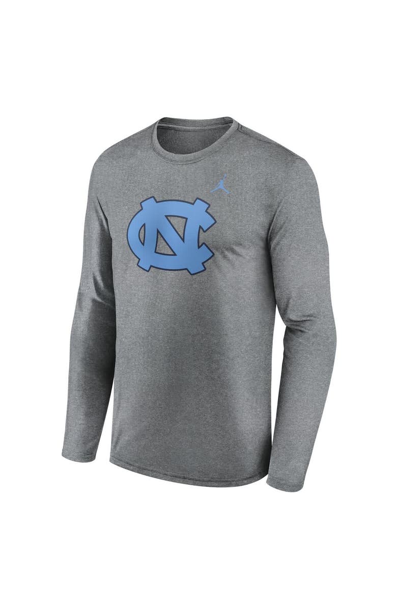 Jordan Brand Men's Jordan Brand Heather Gray North Carolina Tar Heels Primetime Primary Legend Long Sleeve T-Shirt, Alternate, color,