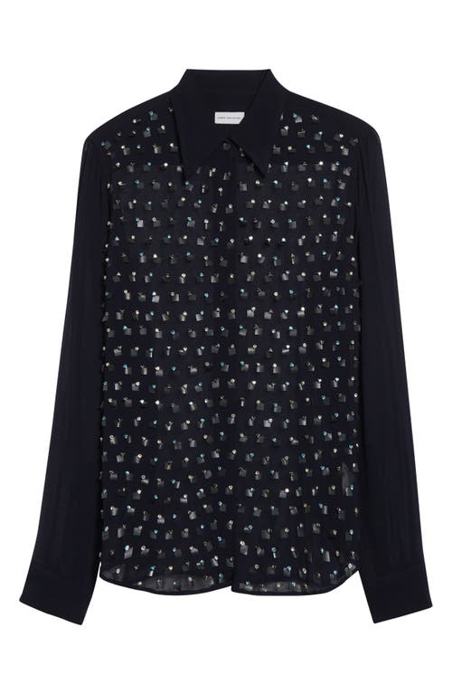 Dries Van Noten Chowyowy Embellished Button-up Shirt In Black