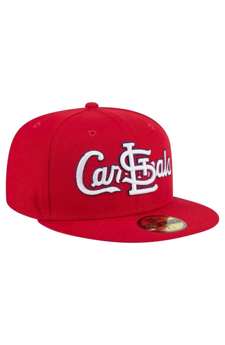 New Era Men's New Era Red St. Louis Cardinals Overlap 59FIFTY Fitted Hat, Alternate, color, Red
