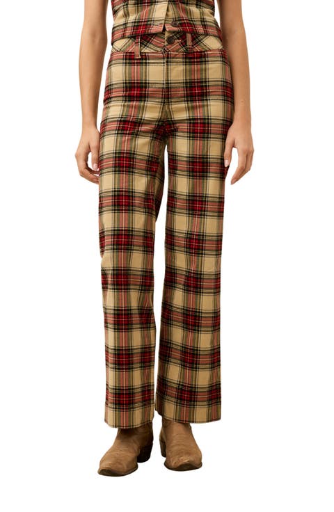 Ridge Plaid Corduroy Wide Leg Pants