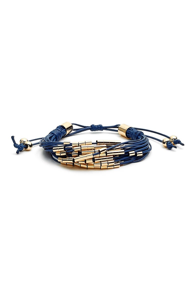 Beaded Multi-Cord Bracelet, Main, color, NAVY/ GOLD