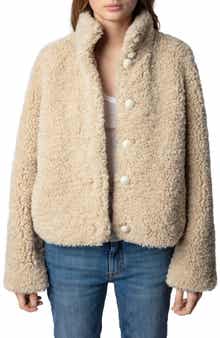 Zadig & Voltaire Fino Soft Curly Faux Fur Teddy Jacket