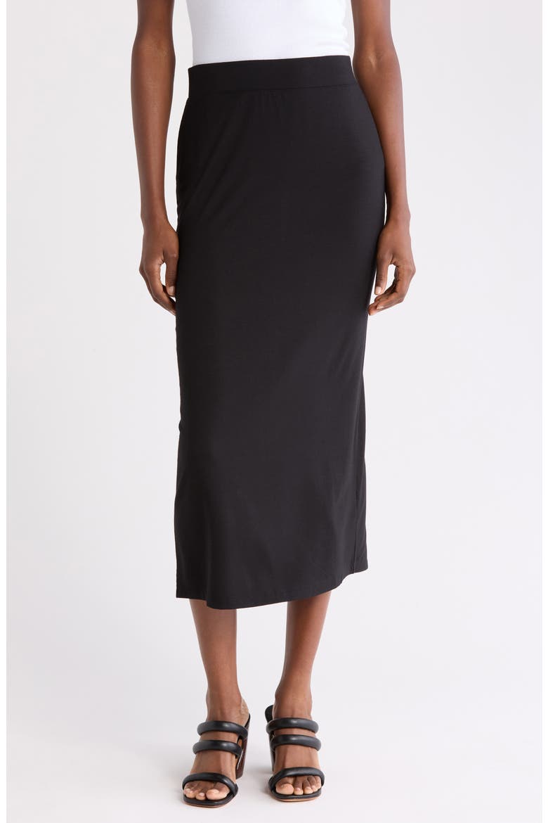 Pull-On Midi Skirt, Main, color, BLACK
