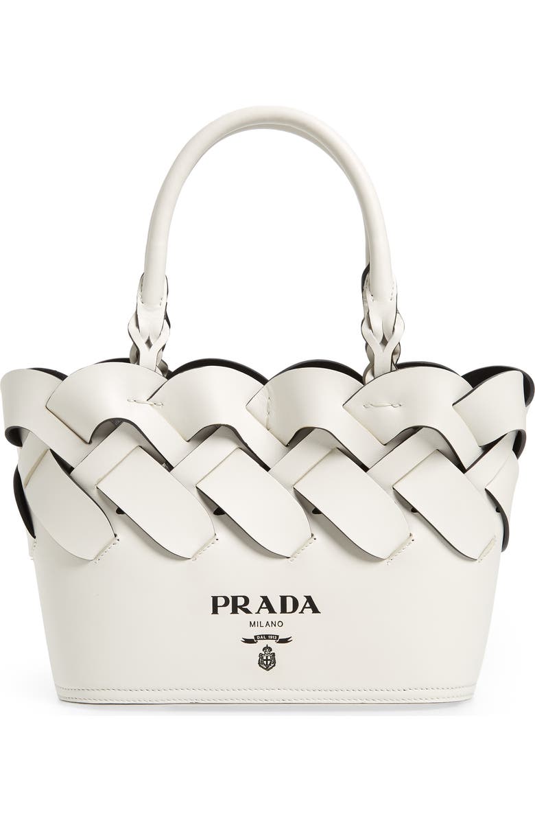 Prada Intreccio Vitello Small Bucket Bag, Main, color,