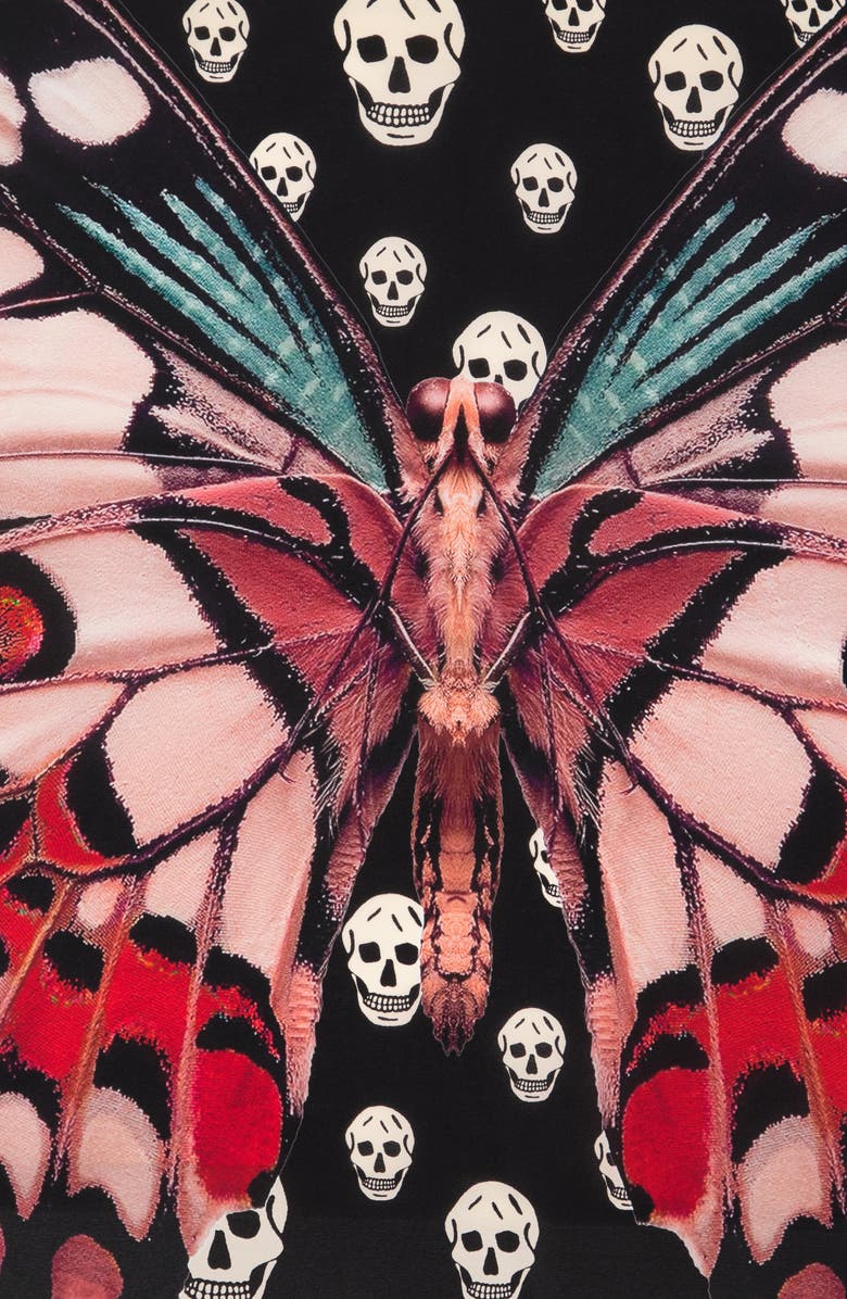 McQueen Alexander McQueen Giant Butterfly Skull Border Print Silk Scarf, Alternate, color,