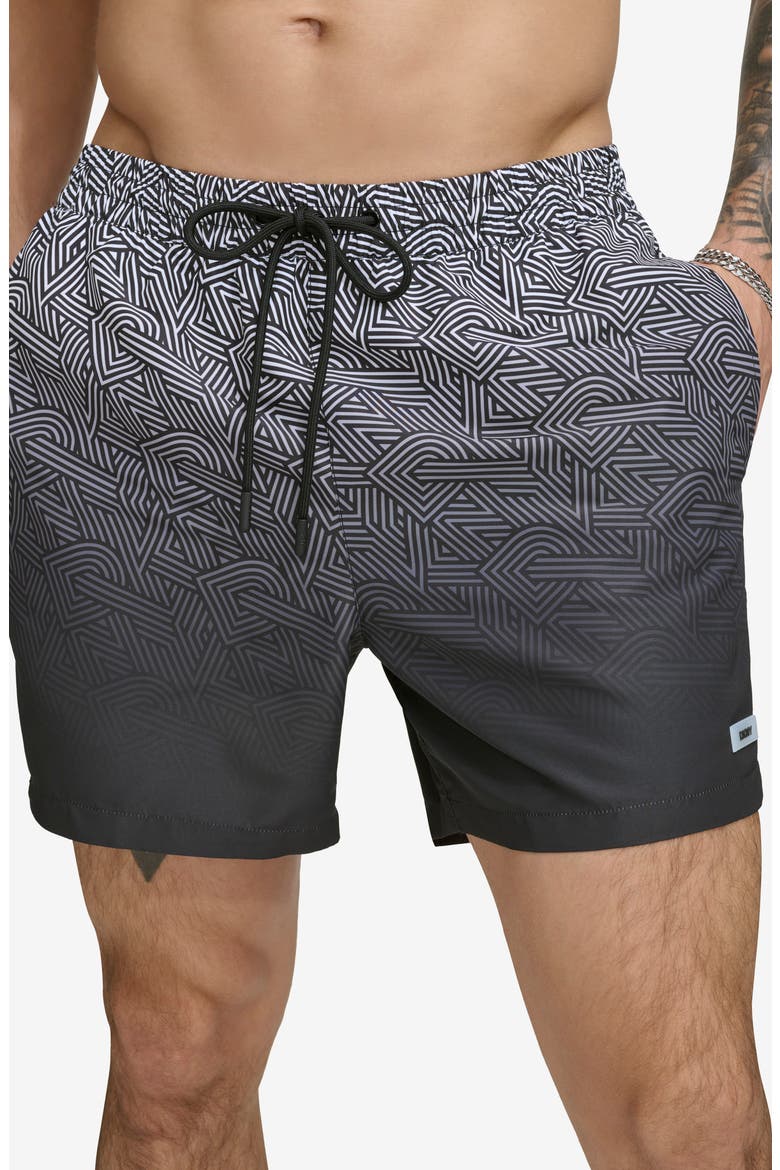 Ombré Crosswalk Swim Trunks, Main, color, BLACK