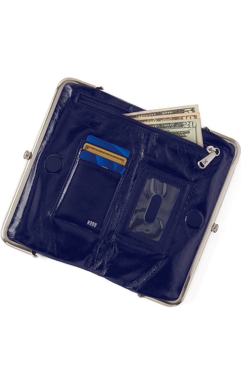 HOBO Lauren Leather Double Frame Clutch, Alternate, color, Winter Violet