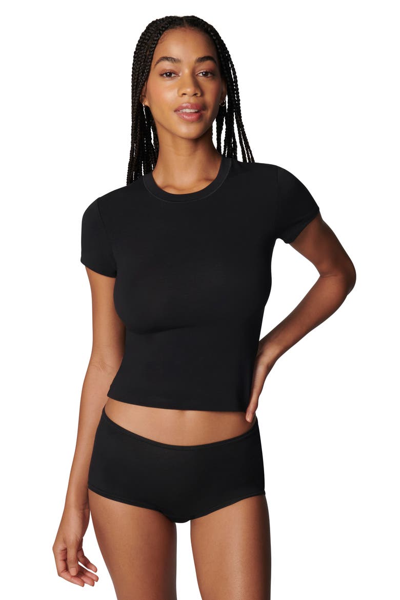 Softie Cotton Blend Tee, Alternate, color, BLACK