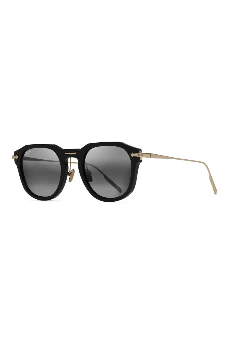 Alika 49mm Polarized Keyhole Sunglasses, Alternate, color, BLACK WITH GOLD