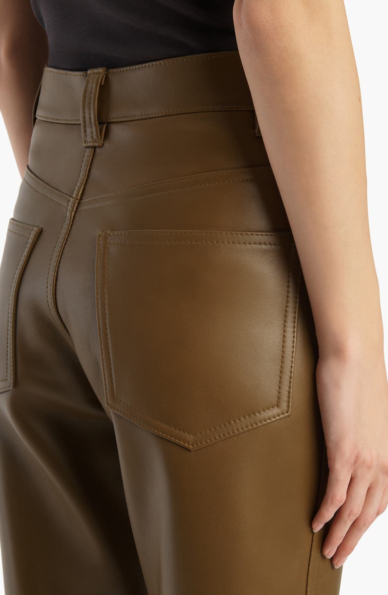Khaite Callum Tapered Lambskin Leather Pants, Alternate, color, Dark Olive