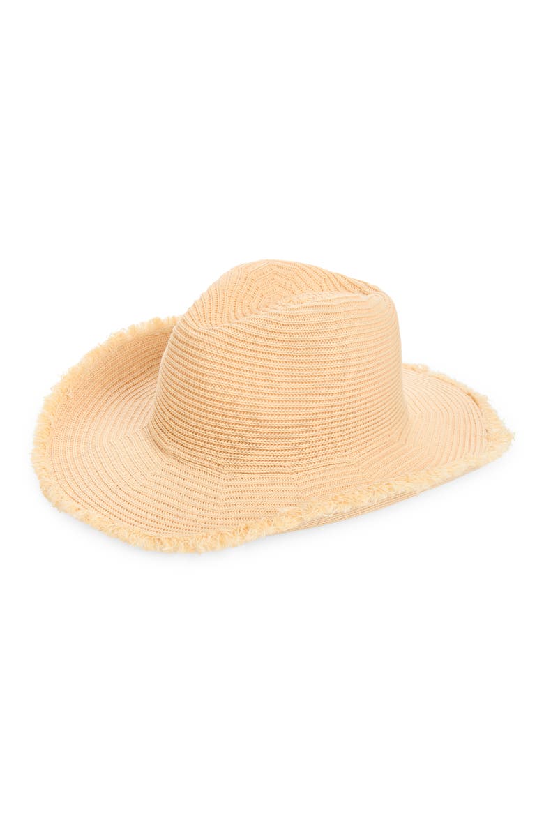 Fringe Woven Cowboy Hat, Main, color, BEIGE NUT