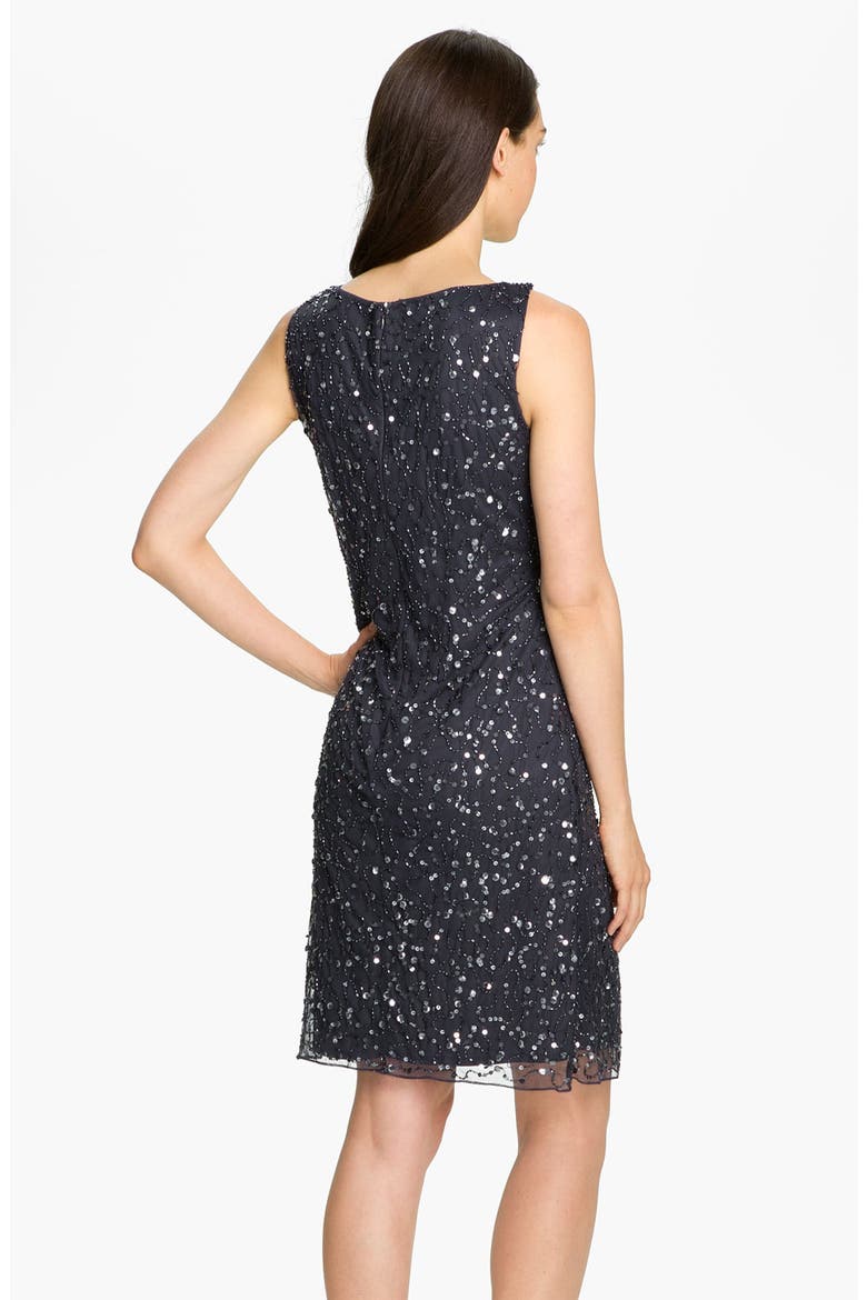 Embellished Knot Front Mesh Dress, Alternate, color, SLATE