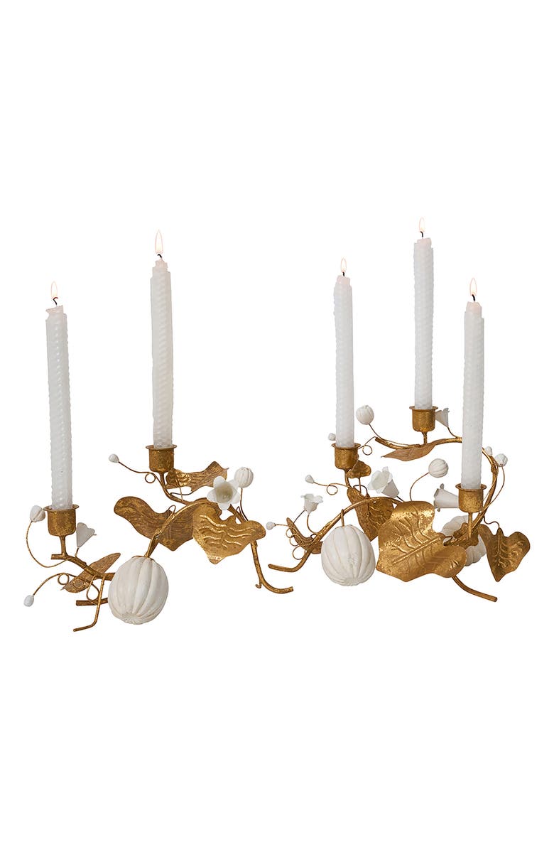 Juliska Forest Walk Pumpkin Vine Triple Candleholder, Alternate, color, Gold