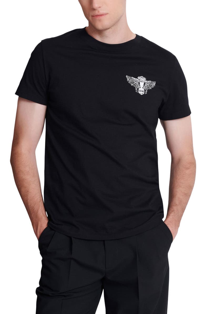 Balmain Emblem Printed T-shirt, Alternate, color, Black